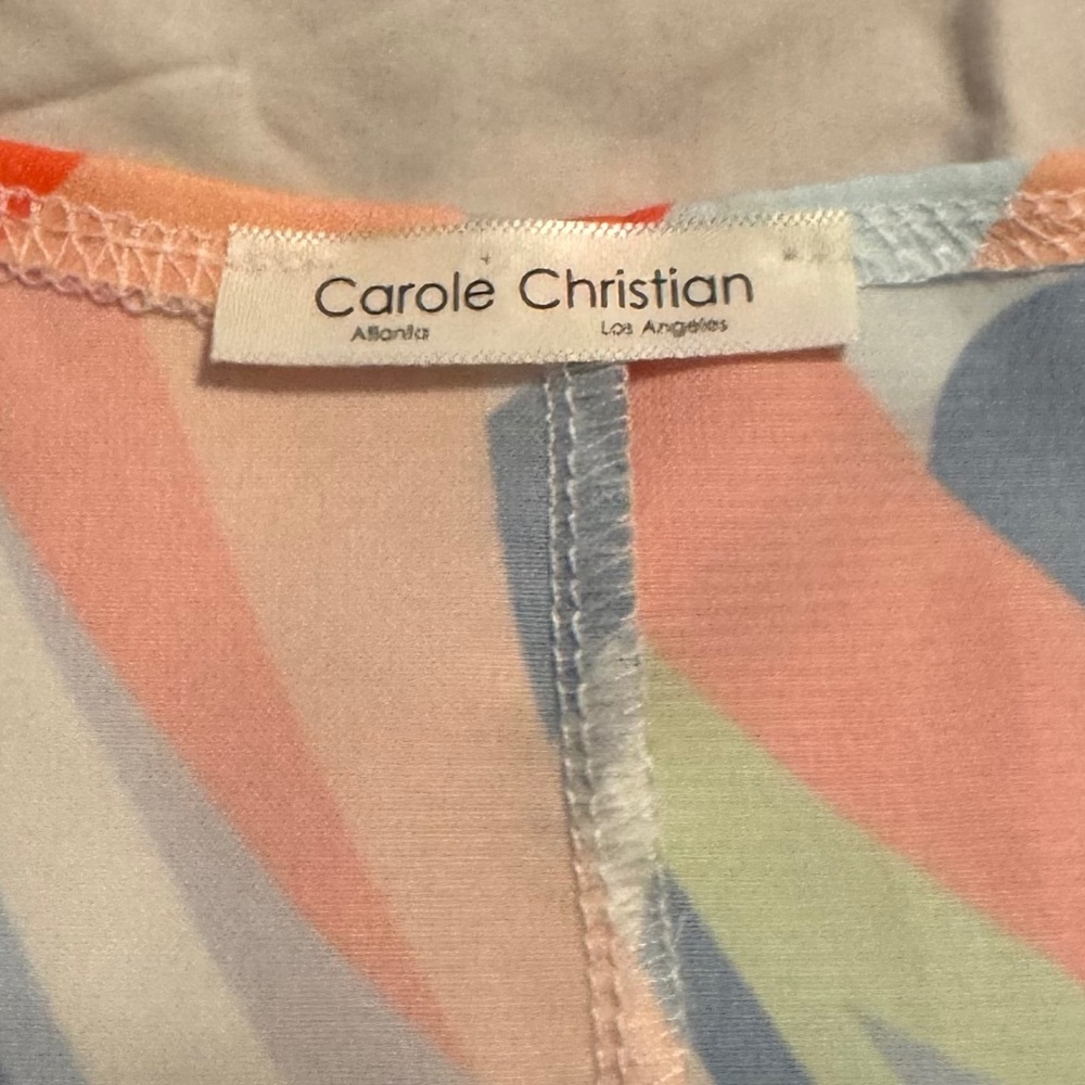 Carole Christian brightly colored V-neck blouse. Blousey sleeve Loose fit size S - Picture 2 of 14